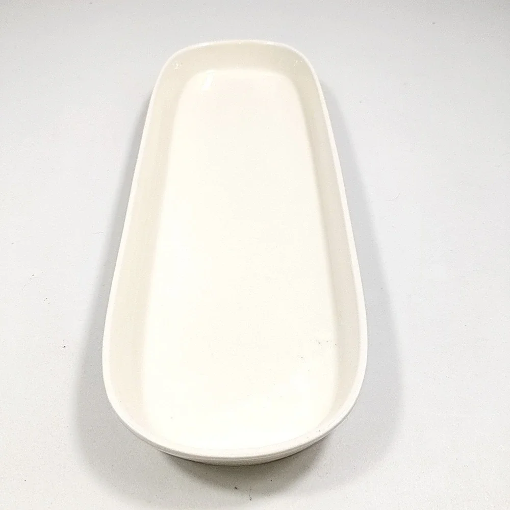 Rae Dunn Artisan Collection Magenta Cream Ceramic Oblong Serving Platter Tray14